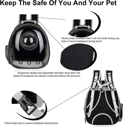 Black Pet Carrier Backpack for Cats & Small Dogs