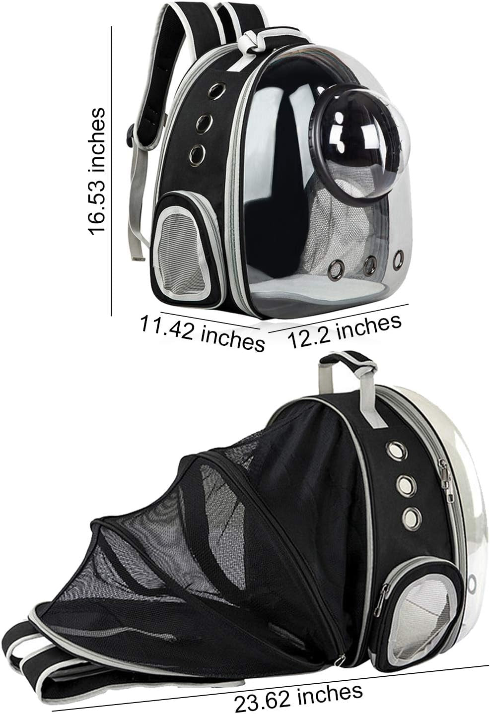 Black Pet Carrier Backpack for Cats & Small Dogs