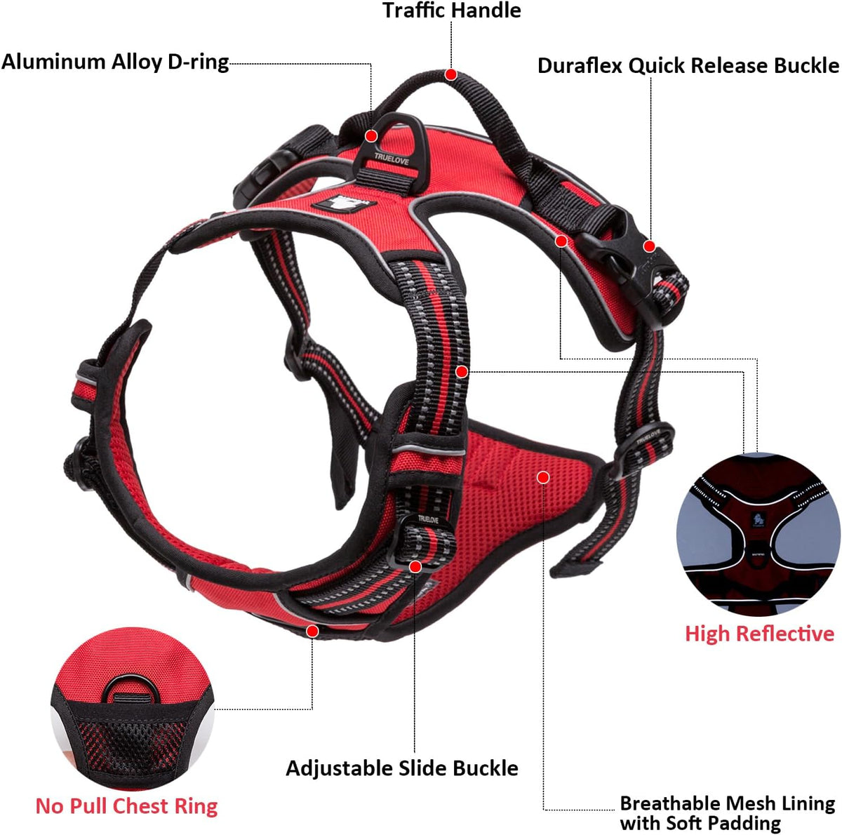 Reflective Adjustable No-Pull Dog Harness Vest in Blue, Extra Small