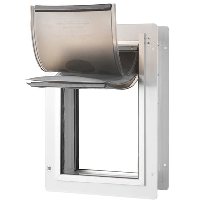 Pet Door, 14.25 X 21.1?Metal?Frame with Lock And?3-Flap System, Weatherproof Doggy Door, Easy to Install in Interior?Or Exterior Walls, Pet Door Suitable for Cat Doggie Kitties (White-Large)