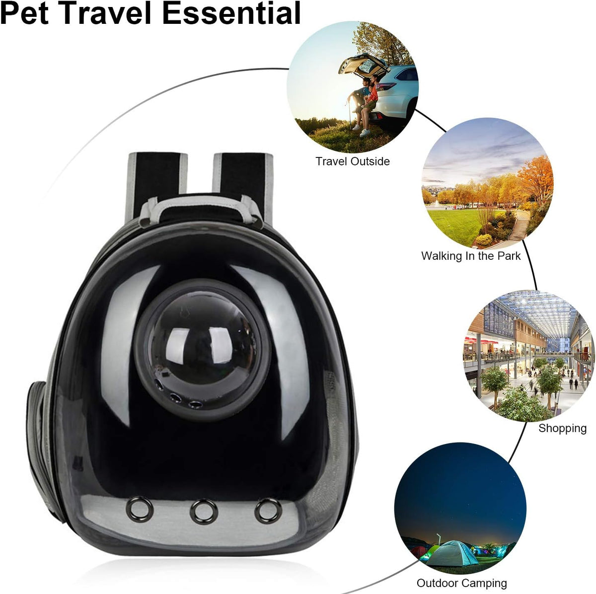 Black Pet Carrier Backpack for Cats & Small Dogs