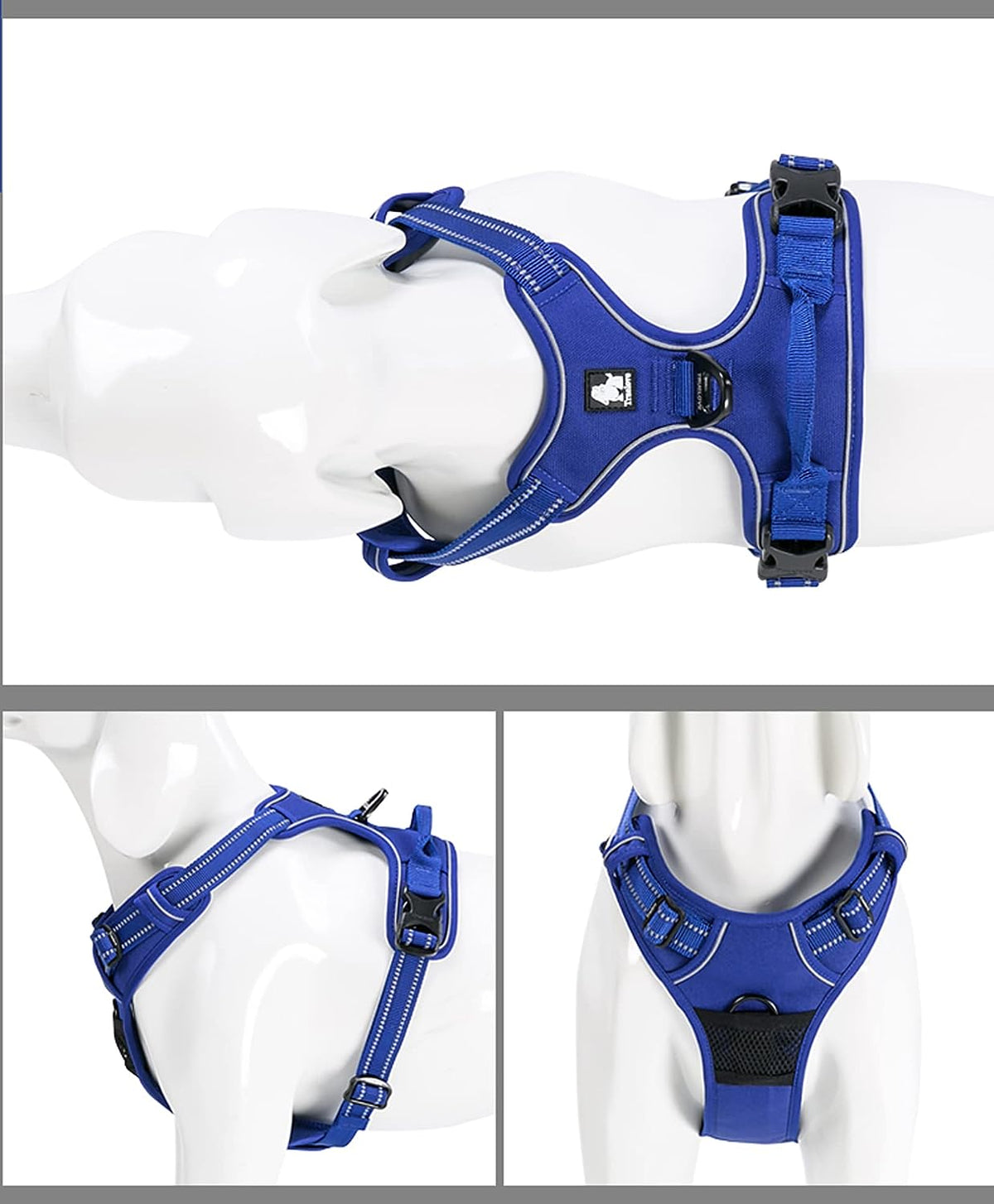 Truelove TLH5651 Adjustable No-Pull Reflective Dog Harness - Comfortable Control in Royal Blue (Medium)