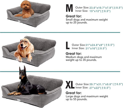 Rectangle Dog Bed - Washable, Warm, and Anti-Slip Design for Small to Large Dogs (Medium, Grey)