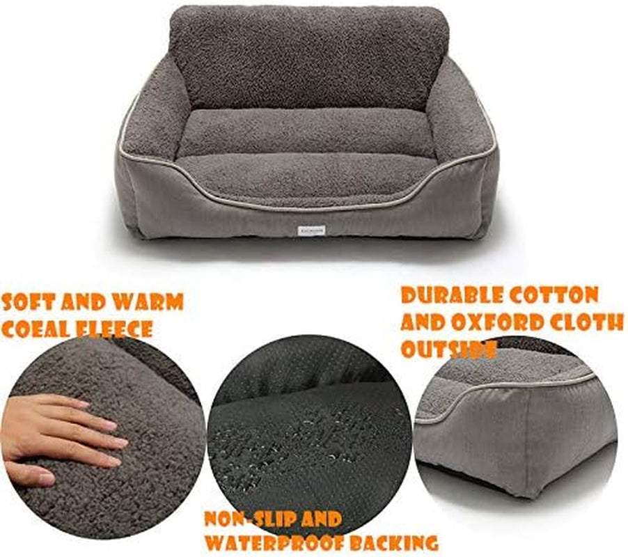 Rectangle Dog Bed - Washable, Warm, and Anti-Slip Design for Small to Large Dogs (Medium, Grey)