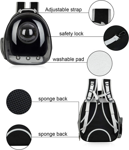 Black Pet Carrier Backpack for Cats & Small Dogs