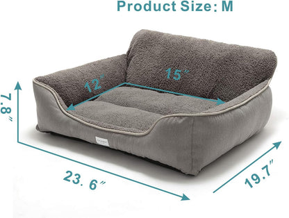 Rectangle Dog Bed - Washable, Warm, and Anti-Slip Design for Small to Large Dogs (Medium, Grey)