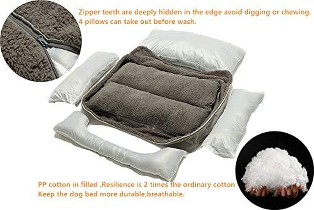 Rectangle Dog Bed - Washable, Warm, and Anti-Slip Design for Small to Large Dogs (Medium, Grey)