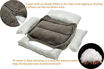Rectangle Dog Bed - Washable, Warm, and Anti-Slip Design for Small to Large Dogs (Medium, Grey)