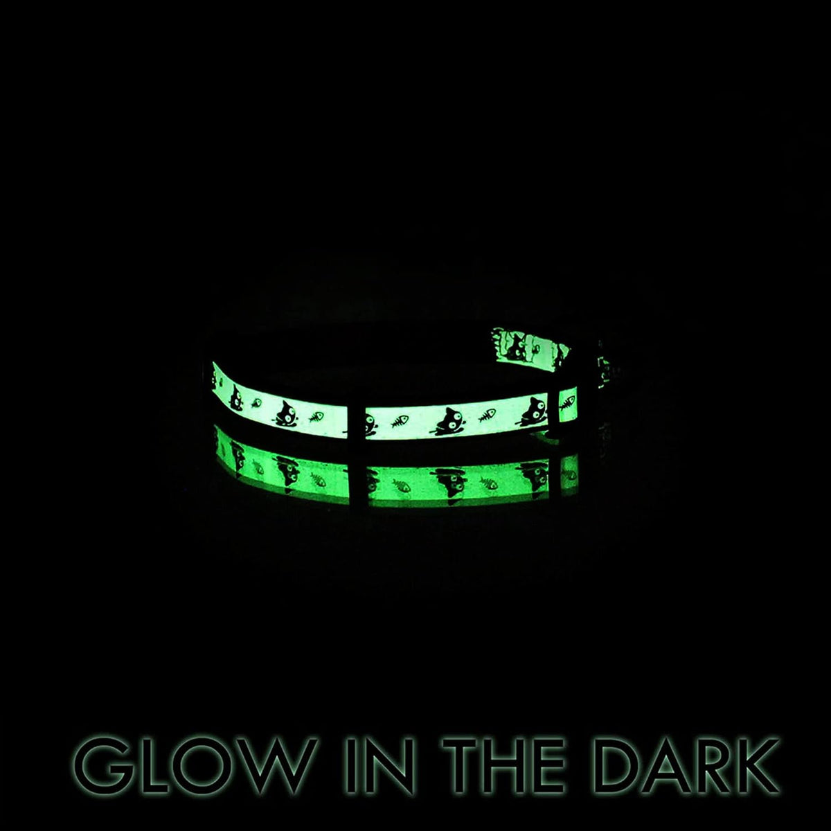 Teal Glow-in-the-Dark Cat Collar with Breakaway Safety Buckle and Adjustable Bell for Kittens